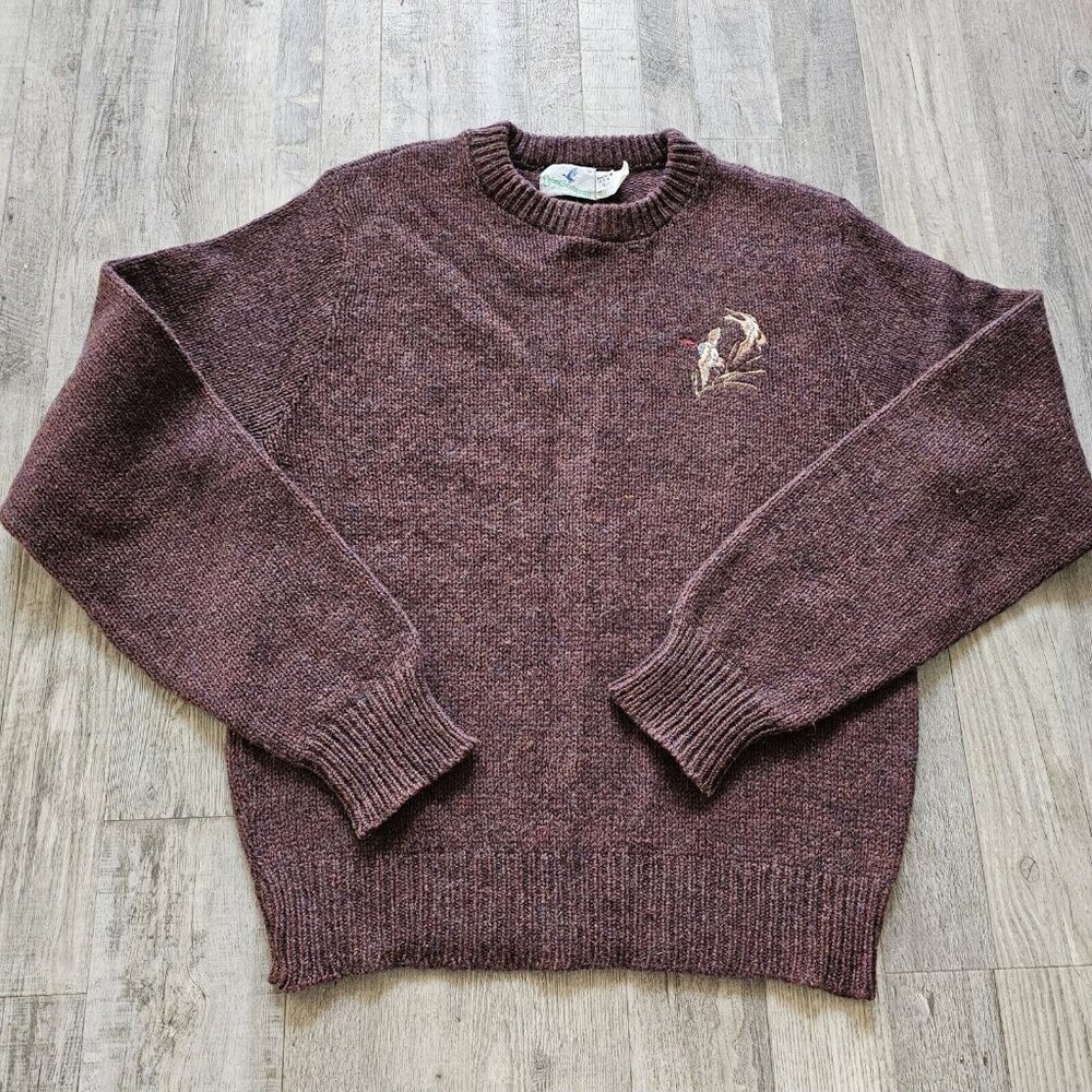 VTG Flying Scotsman Mountain Wool Sweater Men’s Made USA Ducks Embroidered Sz. L